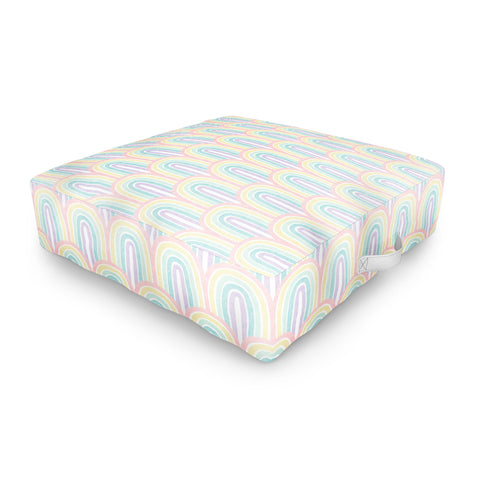 Little Arrow Design Co rainbow scallops pastel Outdoor Floor Cushion