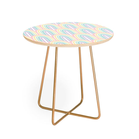 Little Arrow Design Co rainbow scallops pastel Round Side Table