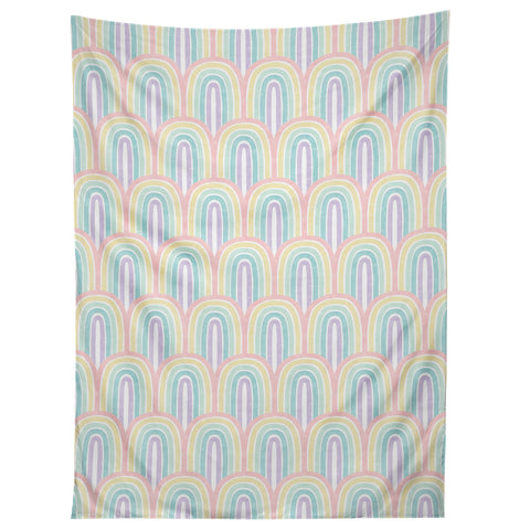 Little Arrow Design Co rainbow scallops pastel Tapestry