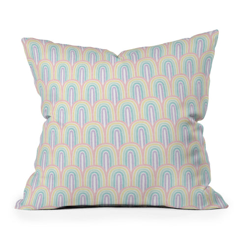 Little Arrow Design Co rainbow scallops pastel Throw Pillow