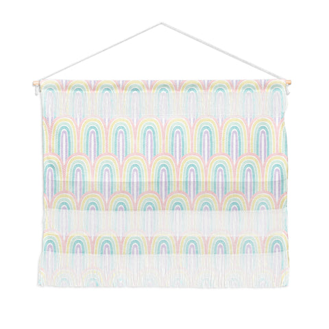 Little Arrow Design Co rainbow scallops pastel Wall Hanging Landscape