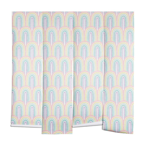 Little Arrow Design Co rainbow scallops pastel Wall Mural