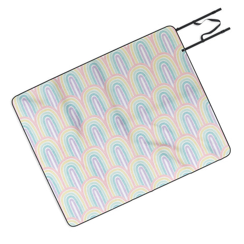 Little Arrow Design Co rainbow scallops pastel Picnic Blanket