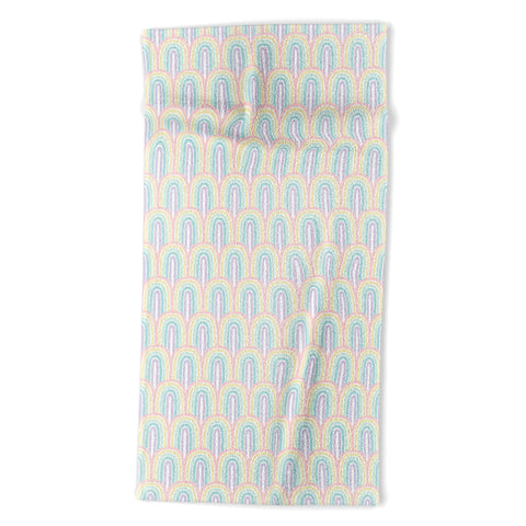Little Arrow Design Co rainbow scallops pastel Beach Towel