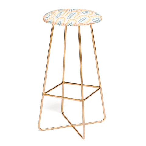 Little Arrow Design Co rainbow scallops pink Bar Stool
