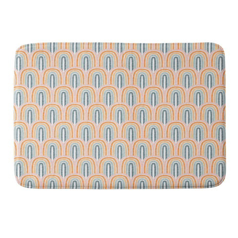 Little Arrow Design Co rainbow scallops pink Memory Foam Bath Mat