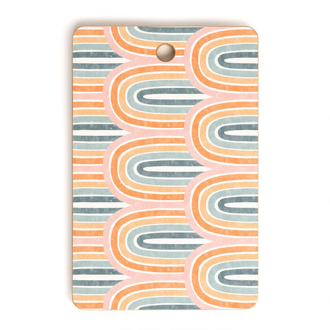 Little Arrow Design Co rainbow scallops pink Cutting Board Rectangle