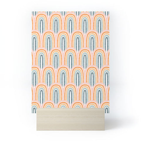 Little Arrow Design Co rainbow scallops pink Mini Art Print