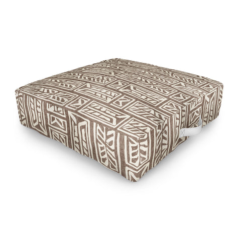 Little Arrow Design Co rayleigh feathers brown Outdoor Floor Cushion