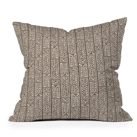 Little Arrow Design Co rayleigh feathers brown Throw Pillow