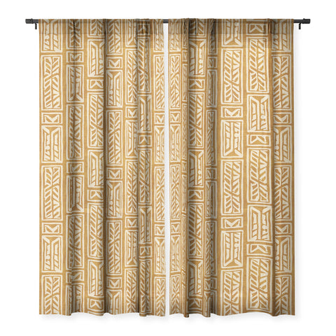 Little Arrow Design Co rayleigh feathers mustard Sheer Non Repeat