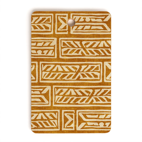 Little Arrow Design Co rayleigh feathers mustard Cutting Board Rectangle