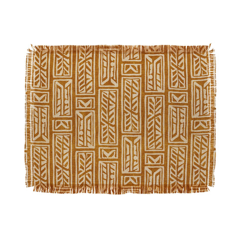 Little Arrow Design Co rayleigh feathers mustard Throw Blanket