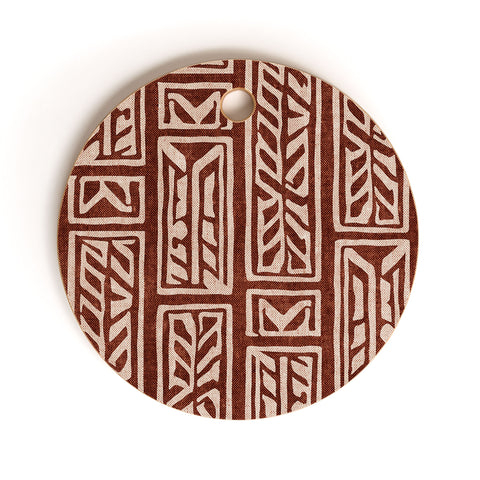 Little Arrow Design Co rayleigh feathers rust Cutting Board Round