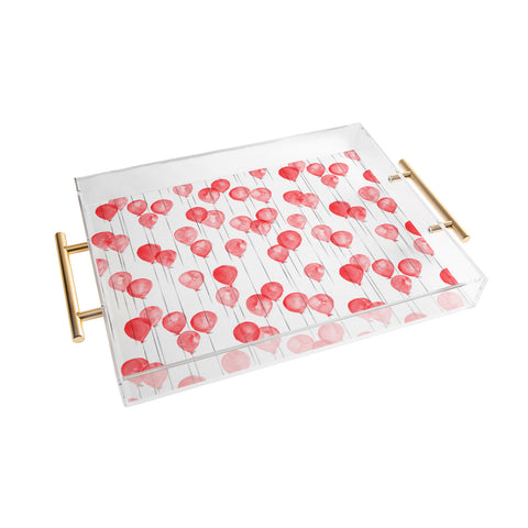 Little Arrow Design Co red watercolor balloons Acrylic Tray