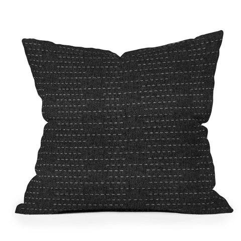 Little Arrow Design Co running stitch charcoal Outdoor Throw Pillow