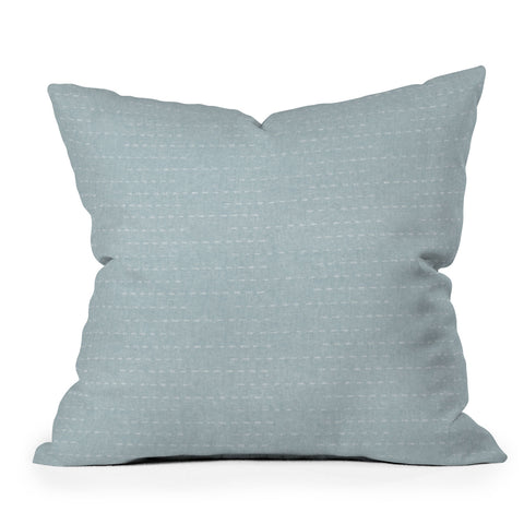 Little Arrow Design Co running stitch coastal blue Outdoor Throw Pillow