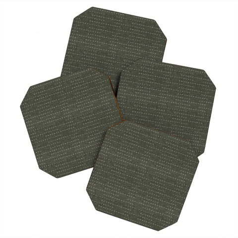 Little Arrow Design Co running stitch olive Coaster Set