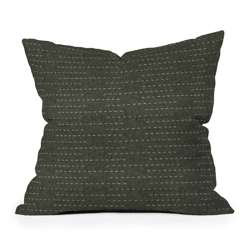 Little Arrow Design Co running stitch olive Outdoor Throw Pillow