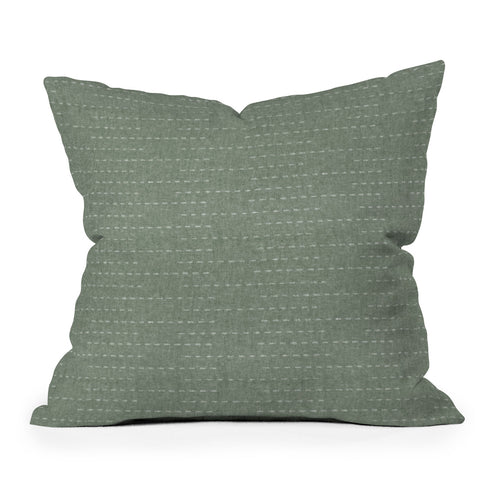 Little Arrow Design Co running stitch sage Outdoor Throw Pillow