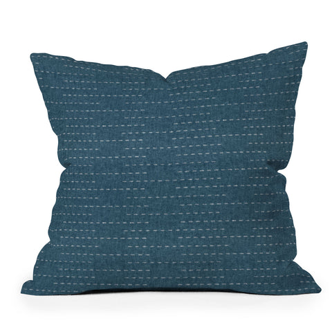 Little Arrow Design Co running stitch stone blue Outdoor Throw Pillow