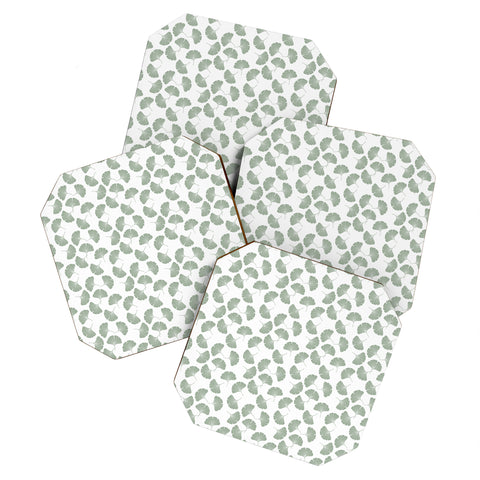 Little Arrow Design Co sage ginkgo leaves Coaster Set