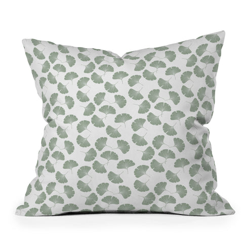 Little Arrow Design Co sage ginkgo leaves Outdoor Throw Pillow