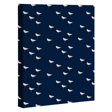 Little Arrow Design Co Sandpipers on navy Art Canvas