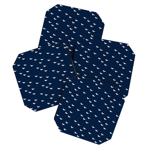 Little Arrow Design Co Sandpipers on navy Coaster Set