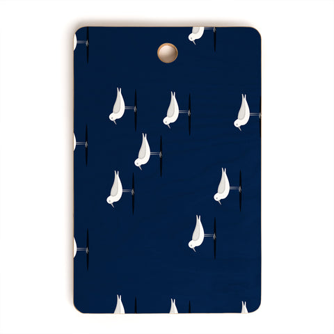 Little Arrow Design Co Sandpipers on navy Cutting Board Rectangle