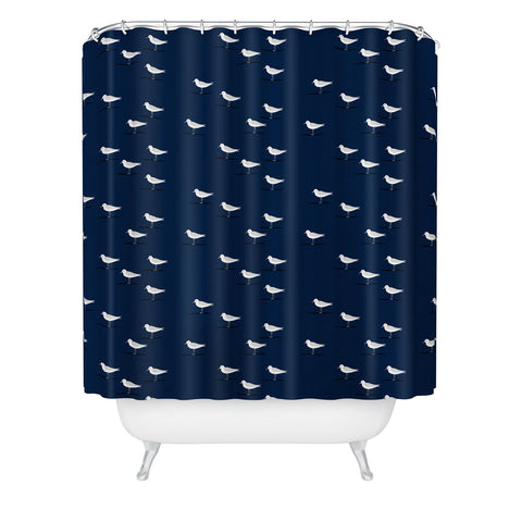 Little Arrow Design Co Sandpipers on navy Shower Curtain