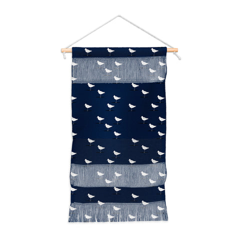 Little Arrow Design Co Sandpipers on navy Wall Hanging Portrait