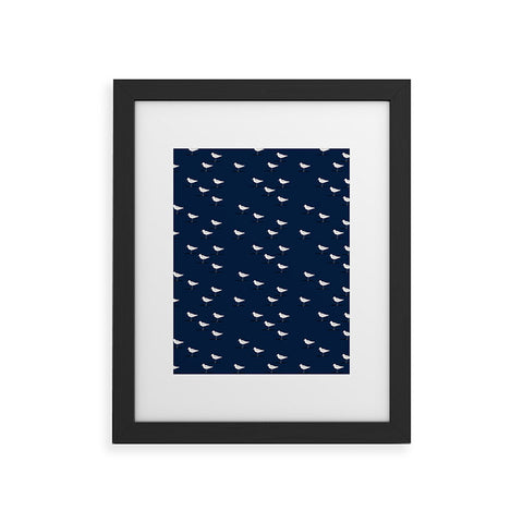 Little Arrow Design Co Sandpipers on navy Framed Art Print