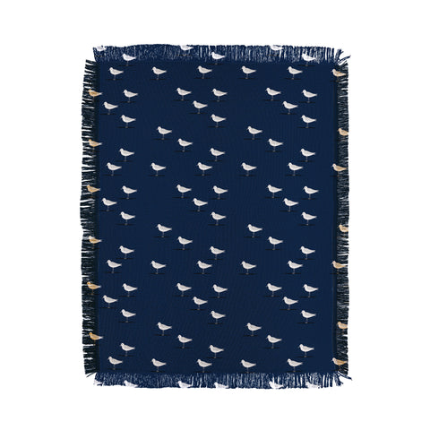Little Arrow Design Co Sandpipers on navy Throw Blanket