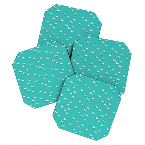 Little Arrow Design Co Sandpipers on teal Coaster Set