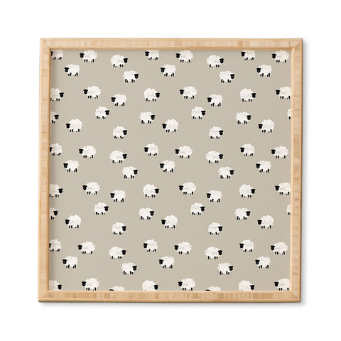 Little Arrow Design Co sheep on beige Framed Wall Art