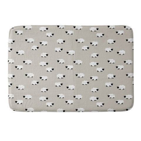 Little Arrow Design Co sheep on beige Memory Foam Bath Mat