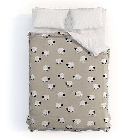 Little Arrow Design Co sheep on beige Duvet Cover