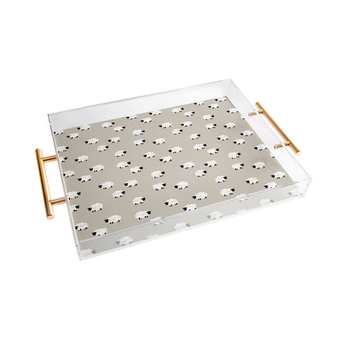 Little Arrow Design Co sheep on beige Acrylic Tray