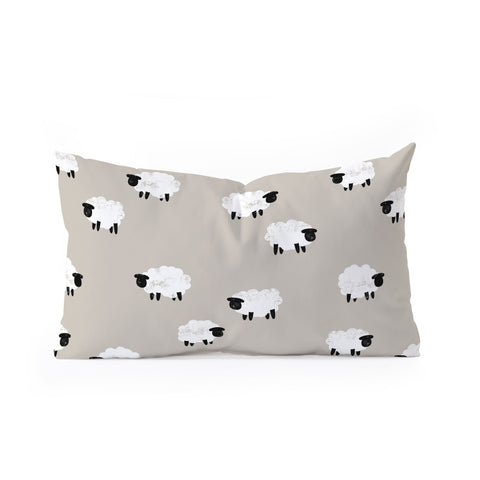 Little Arrow Design Co sheep on beige Oblong Throw Pillow