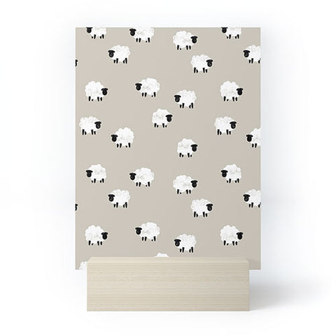 Little Arrow Design Co sheep on beige Mini Art Print