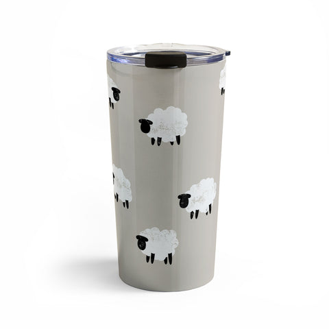 Little Arrow Design Co sheep on beige Travel Mug