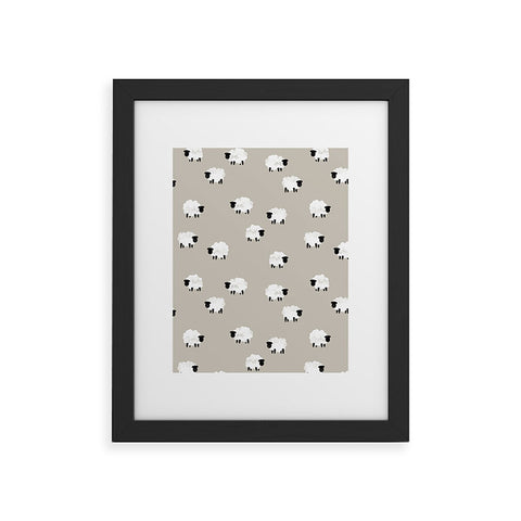 Little Arrow Design Co sheep on beige Framed Art Print