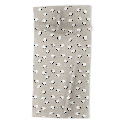 Little Arrow Design Co sheep on beige Beach Towel