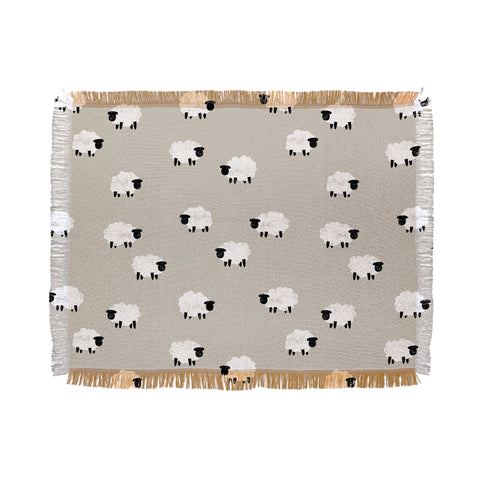 Little Arrow Design Co sheep on beige Throw Blanket
