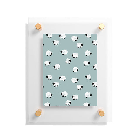 Little Arrow Design Co sheep on dusty blue Floating Acrylic Print