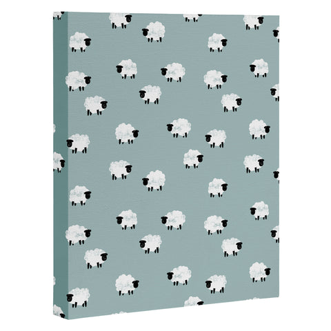 Little Arrow Design Co sheep on dusty blue Art Canvas