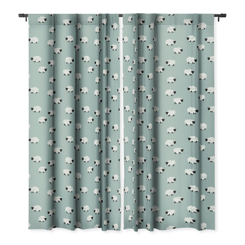 Little Arrow Design Co sheep on dusty blue Blackout Non Repeat
