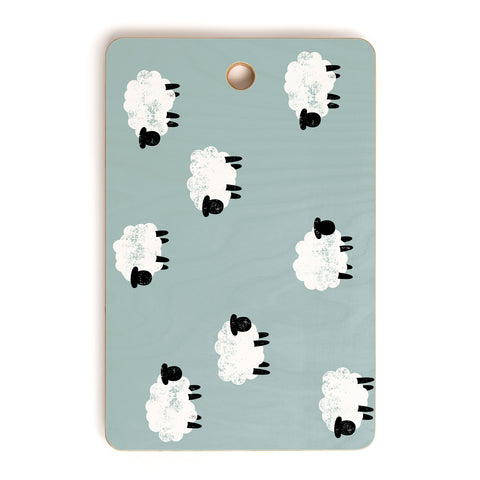 Little Arrow Design Co sheep on dusty blue Cutting Board Rectangle