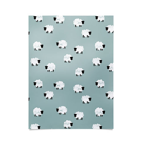 Little Arrow Design Co sheep on dusty blue Poster